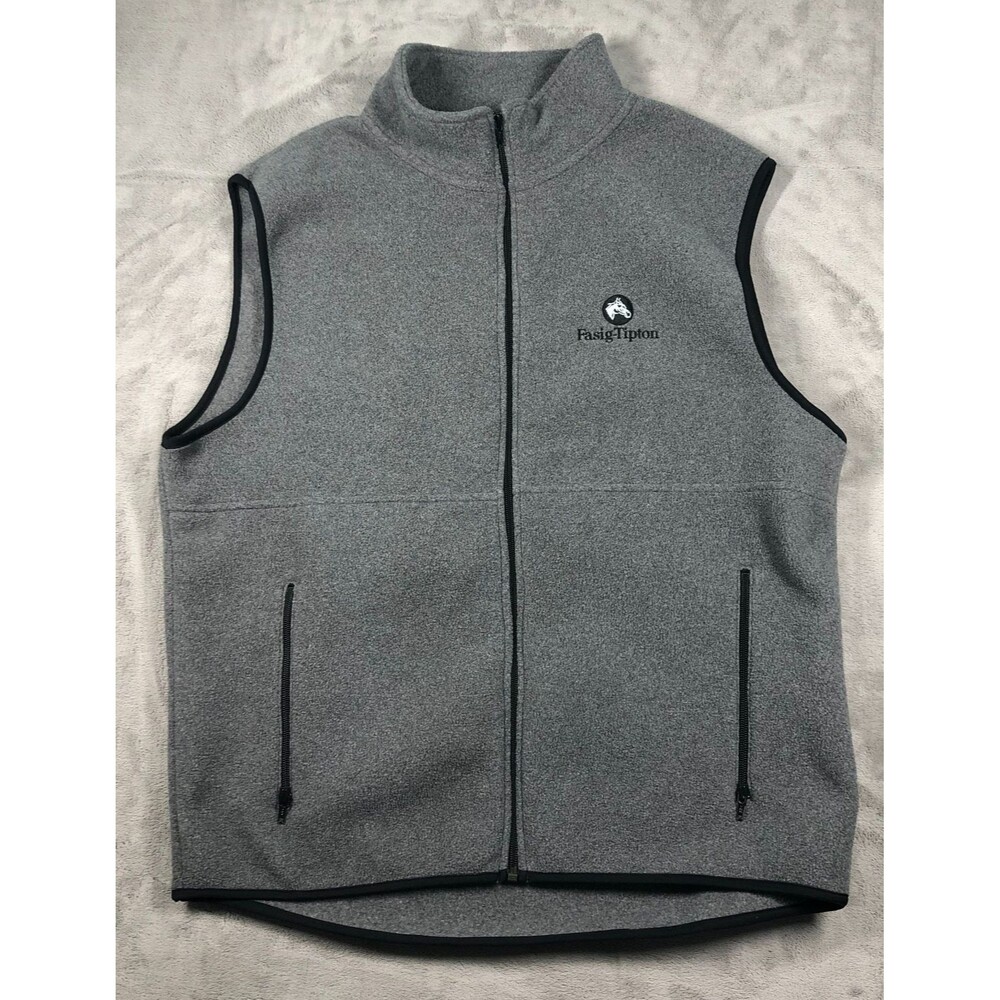 Fasig Tipton Fleece Vest Gray Unisex Size XL Full Zip Logo Port Authority Horse